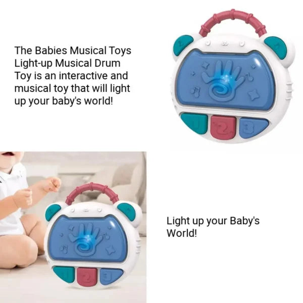 Flash Drum Toy For Kids – Early Education Drums Piano Musical Instrument Baby Toys Baby Hand Drum Toy Baby Flash Drum With Lights And Music Babies Drum Clap Music Hand Drum Children Preschool Early Development Toy