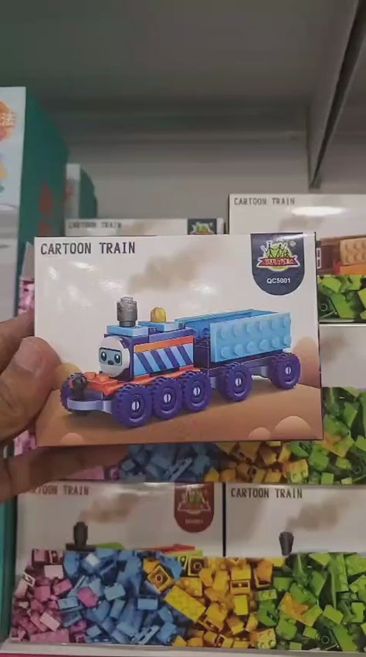 Pack Of 01 – Cartoon Train Diy Building Block Toy | Cartoon Train Block Set For Kids